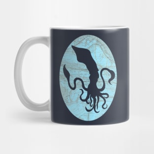 Squid cut from 1856 Atlantic Ocean Map Mug